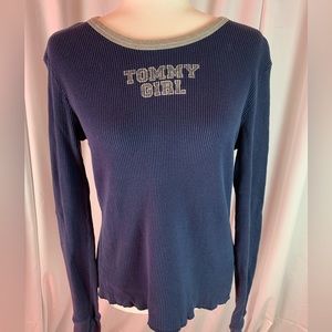 Tommy Hilfiger Tommy Girl blue waffle shirt size XL